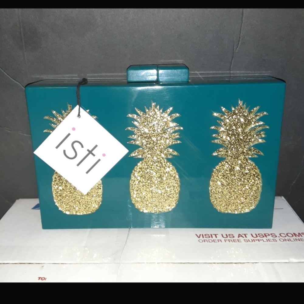 A clutch purse